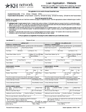 Personal Closed-End Loan Application