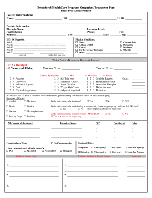 Outpatient Treatment Plan