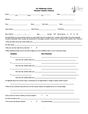Patient Health History Form