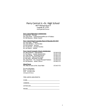 Fillable Online pccs k12 in Perry Central Jr pccs k12 in Fax Email