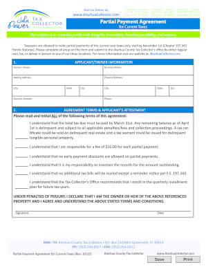 Car mortgage agreement sample - Partial Payment Agreement - Alachua County Tax Collector