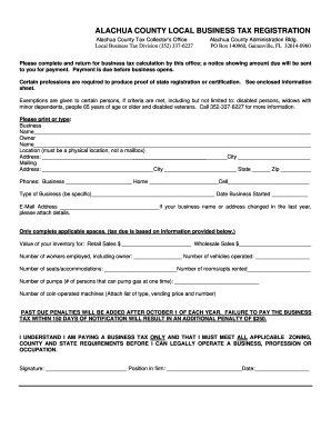 Alachua County Local Business Tax Registration