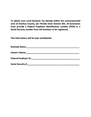 Florida Local Business Tax Receipt Application