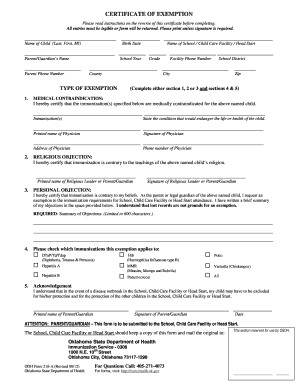 Oklahoma Certificate of Exemption