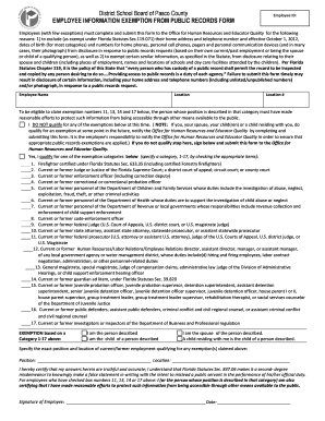 Employee Information Exemption Form