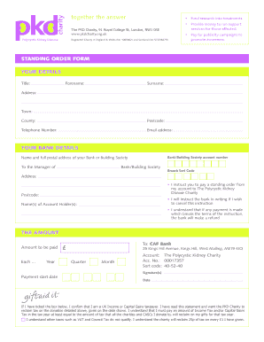 Standing Order Form