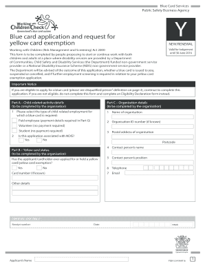 Blue Card Application and Yellow Card Exemption Request
