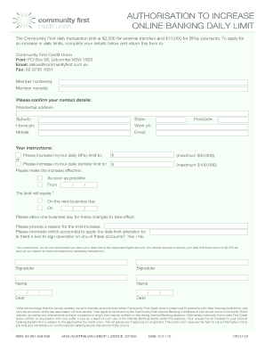 Community First Credit Union Online Banking Limit Increase Form