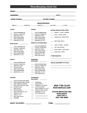 Housekeeping Checklist