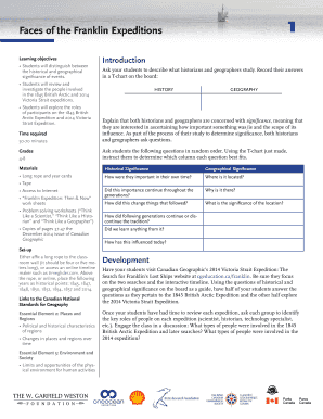 Franklin Expeditions Educational Worksheet