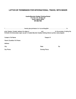 Letter of Permission for International Travel with Minor