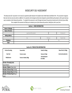 Biosecurity Self-Assessment Form