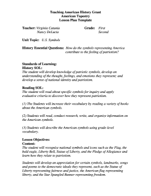 US Symbols Lesson Plan Template