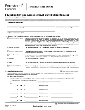 Education Savings Account Distribution Request Form