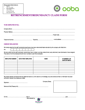 Retrenchment/Redundancy Claim Form
