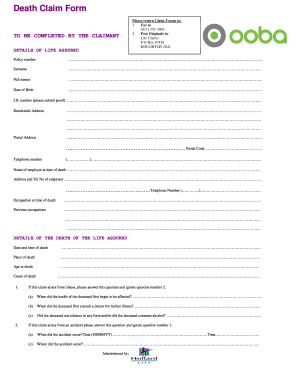 Death Claim Form