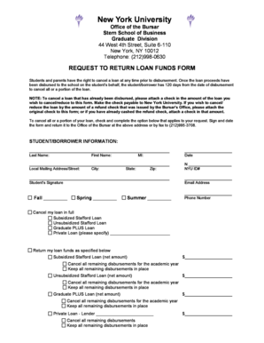 Request to Return Loan Funds Form