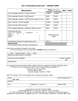JALT Publications Order Form