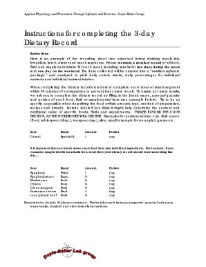 3-Day Dietary Record Form