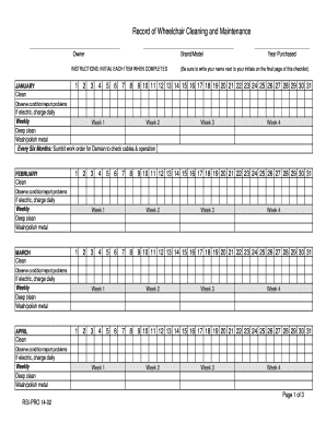 Wheelchair Cleaning and Maintenance Checklist