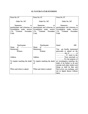 Panchayat Summons Form