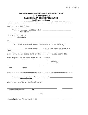 Notification of Transfer of Student Records