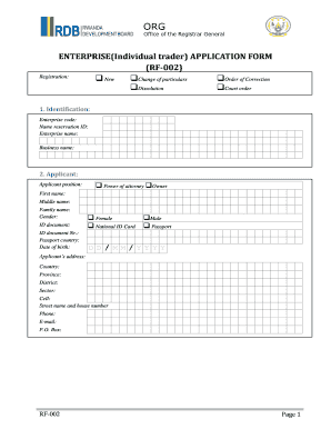 Enterprise Individual Trader Application Form