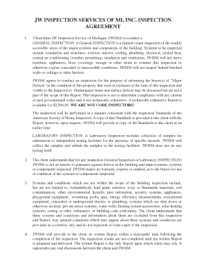 JW Inspection Services of Michigan Inspection Agreement
