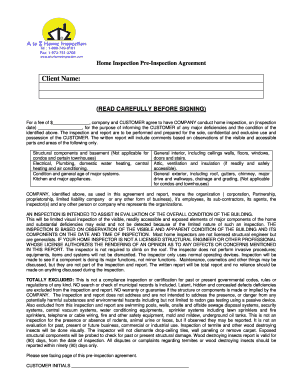 Home Inspection Pre-Inspection Agreement