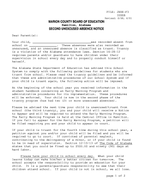 Second Unexcused Absence Notice