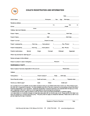 Child's Registration and Information Form