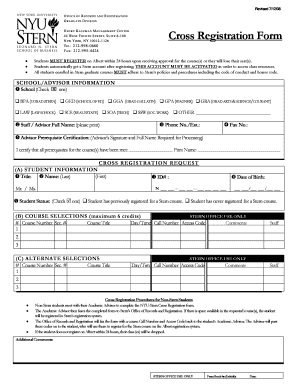 NYU Stern Cross Registration Form