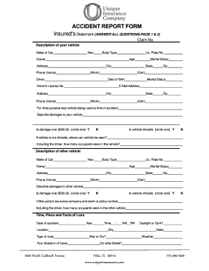 Insured's Accident Report Form