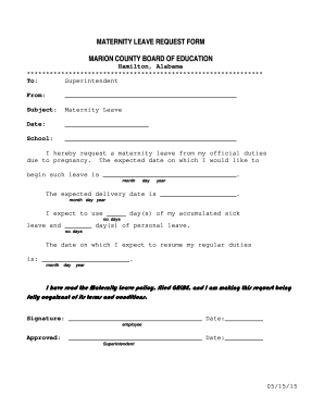 Fillable Online MATERNITY LEAVE REQUEST FORM MARION COUNTY BOARD OF ...