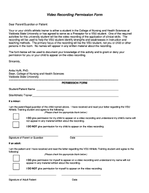 Video Recording Permission Form
