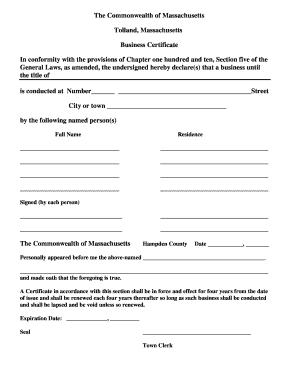 Massachusetts Business Certificate