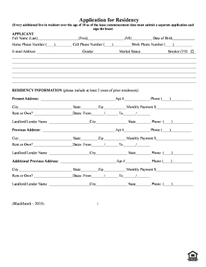 Residency Application Form