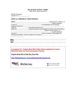 Printable bill of sale for boat and trailer - virginia boat bill of sale