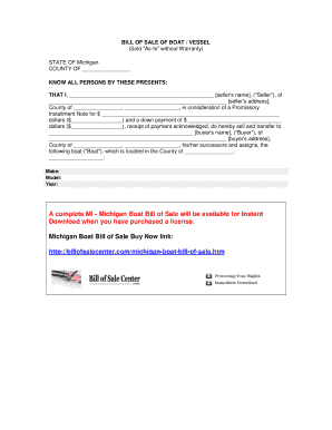 Michigan Boat Bill of Sale