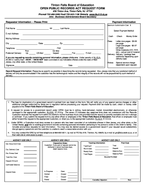 OPRA Request Form