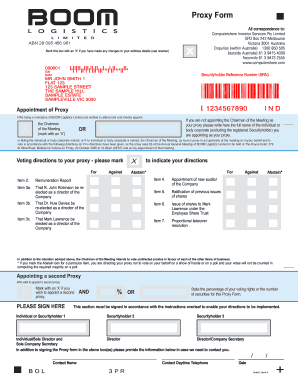Proxy Form for BOOM Logistics Limited Annual General Meeting
