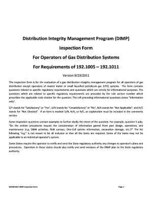 Gas Distribution Integrity Management Program Inspection Form
