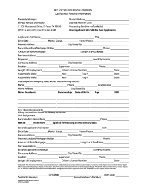 Rental Property Application Form