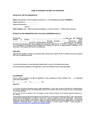 Formulario para ejercer el derecho de oposición