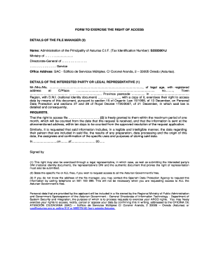 Formulario para ejercer el derecho de acceso
