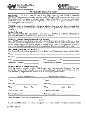 Blue Cross and Blue Shield of Louisiana Authorization Form