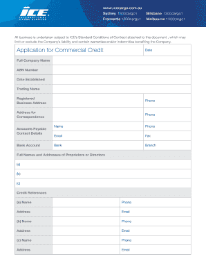 ICE Commercial Credit Application Form
