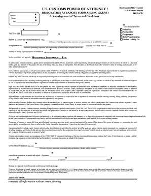 US Customs Power of Attorney