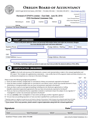 Oregon CPA/PA Permit Renewal Form