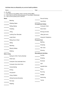 Health Activity Impact Assessment Form